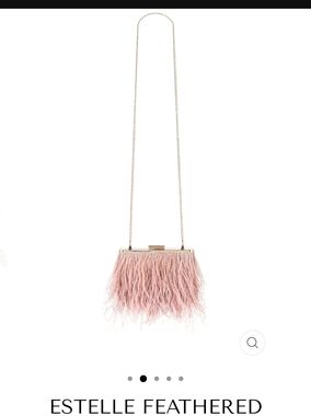 Olga Berg Estelle Feathered Satin Clutch